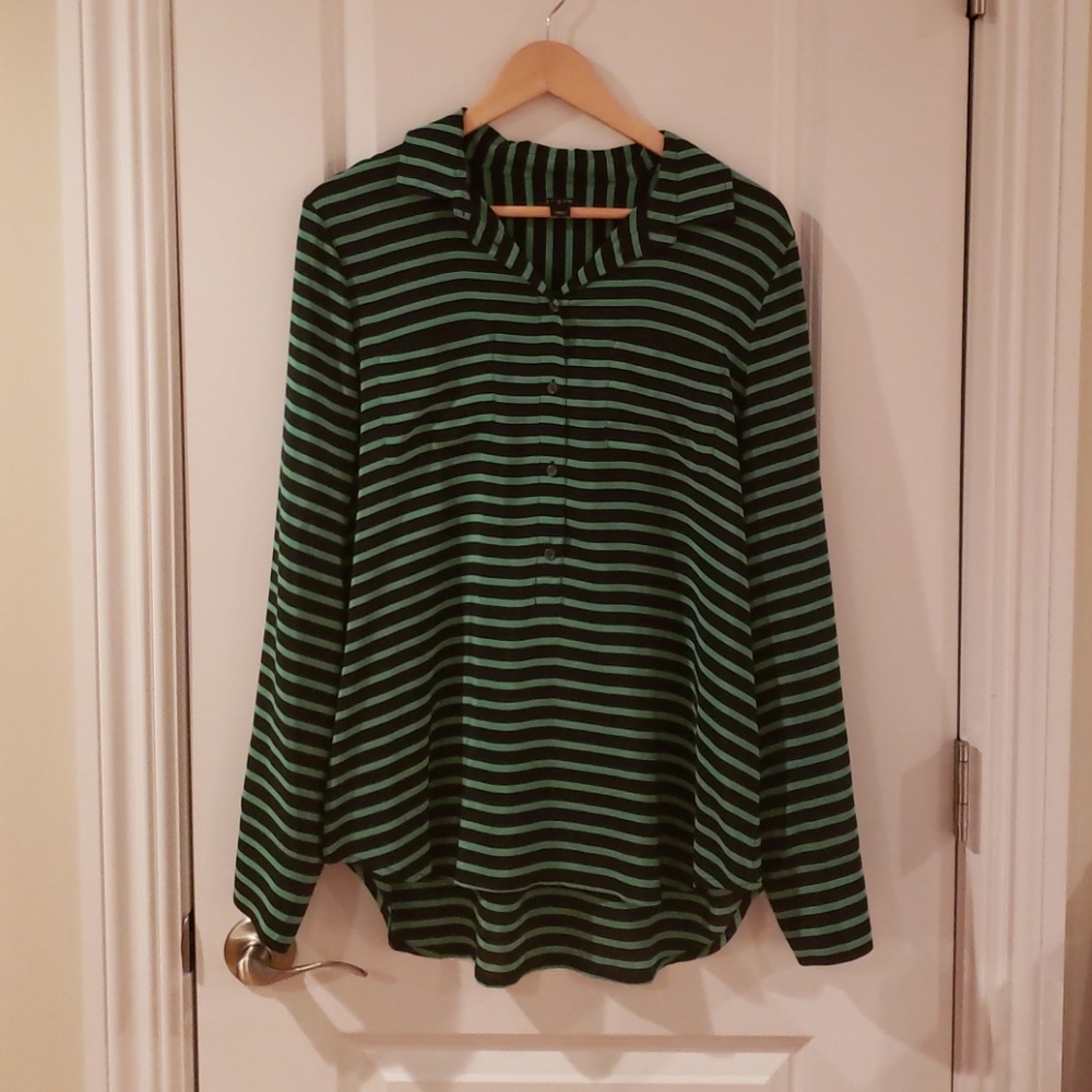 Green black stripe 100% silk